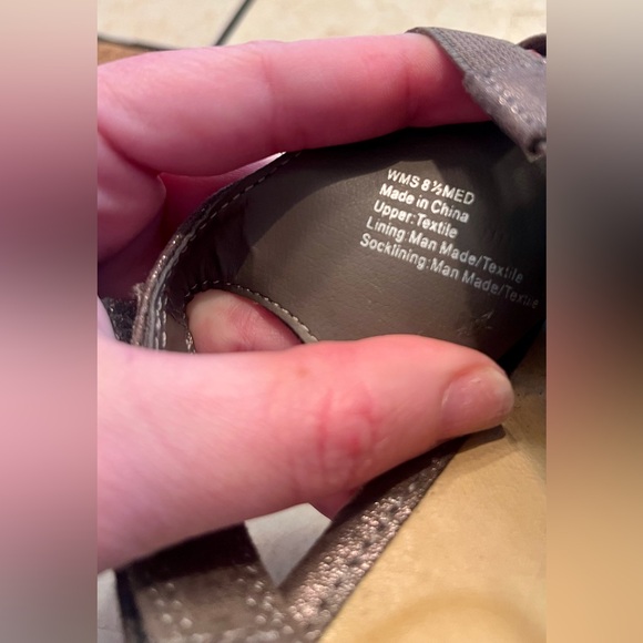 CROFT & BARROW PEWTER WOMEN’S SHAY ORTHOLITE CAGED CHUNKY STRAPPY HEELS SZ 8.5 - Picture 8 of 16